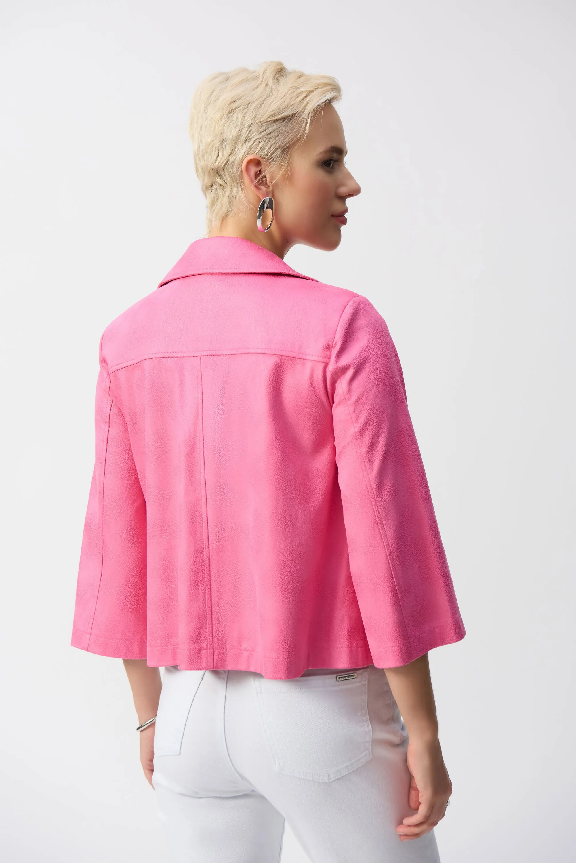 Foiled Faux Suede Swing Jacket by Joseph Ribkoff - Bubblegum