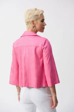 Foiled Faux Suede Swing Jacket by Joseph Ribkoff - Bubblegum