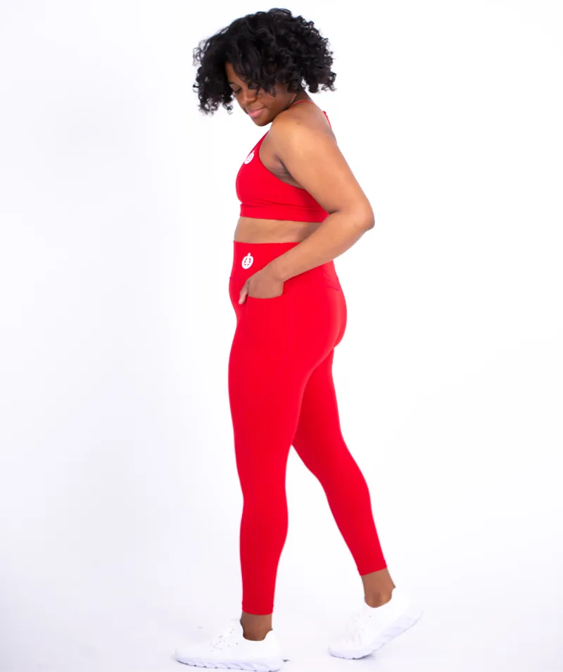 Full Length Pocket Legging | Red