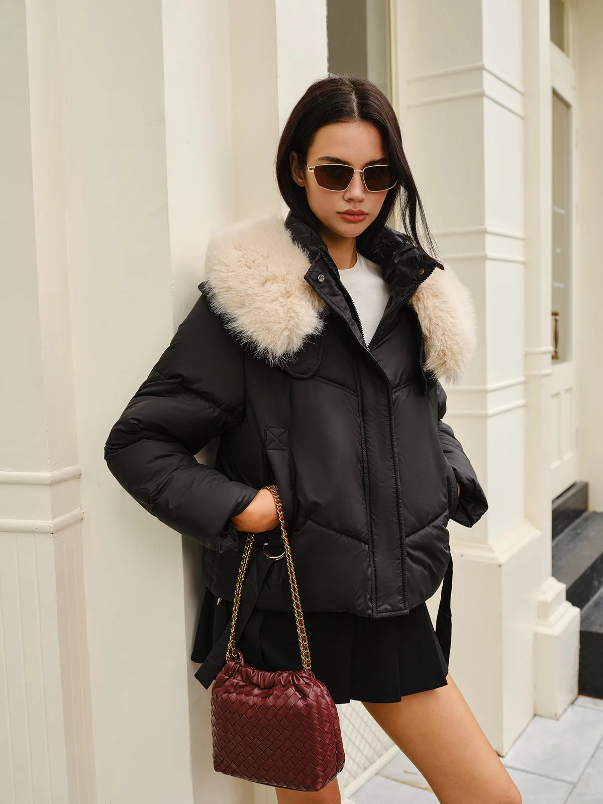Fuzzy Collar Winter Short Coat