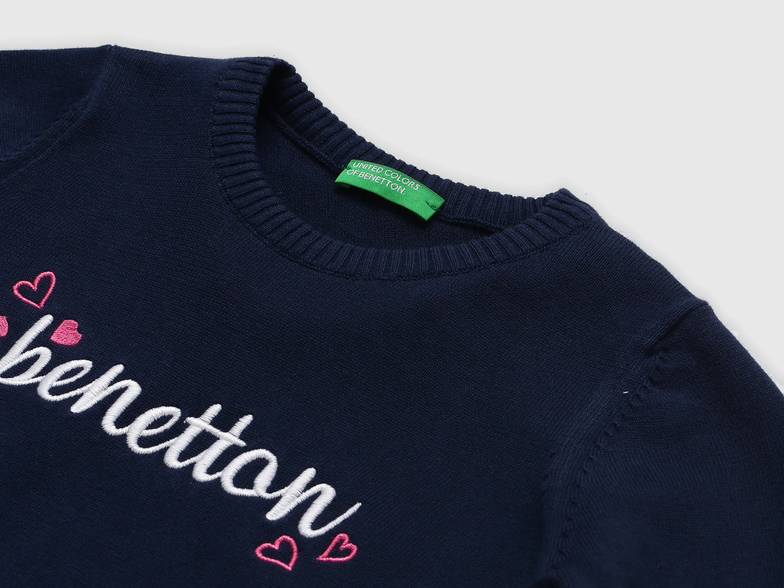 Girls Navy Blue Round Neck Sweater