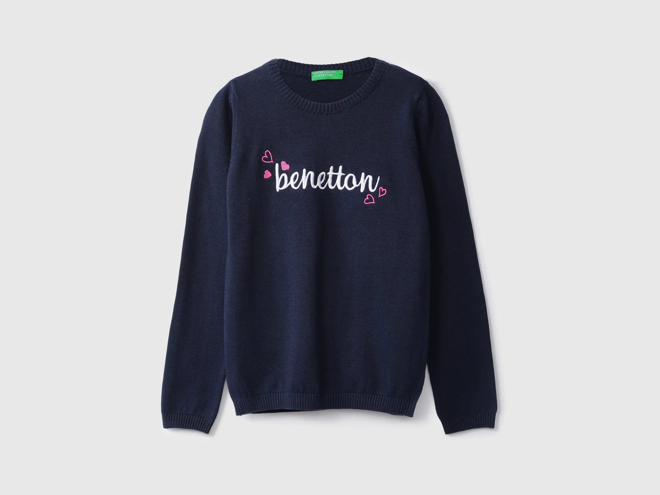 Girls Navy Blue Round Neck Sweater