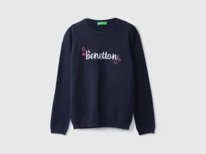 Girls Navy Blue Round Neck Sweater
