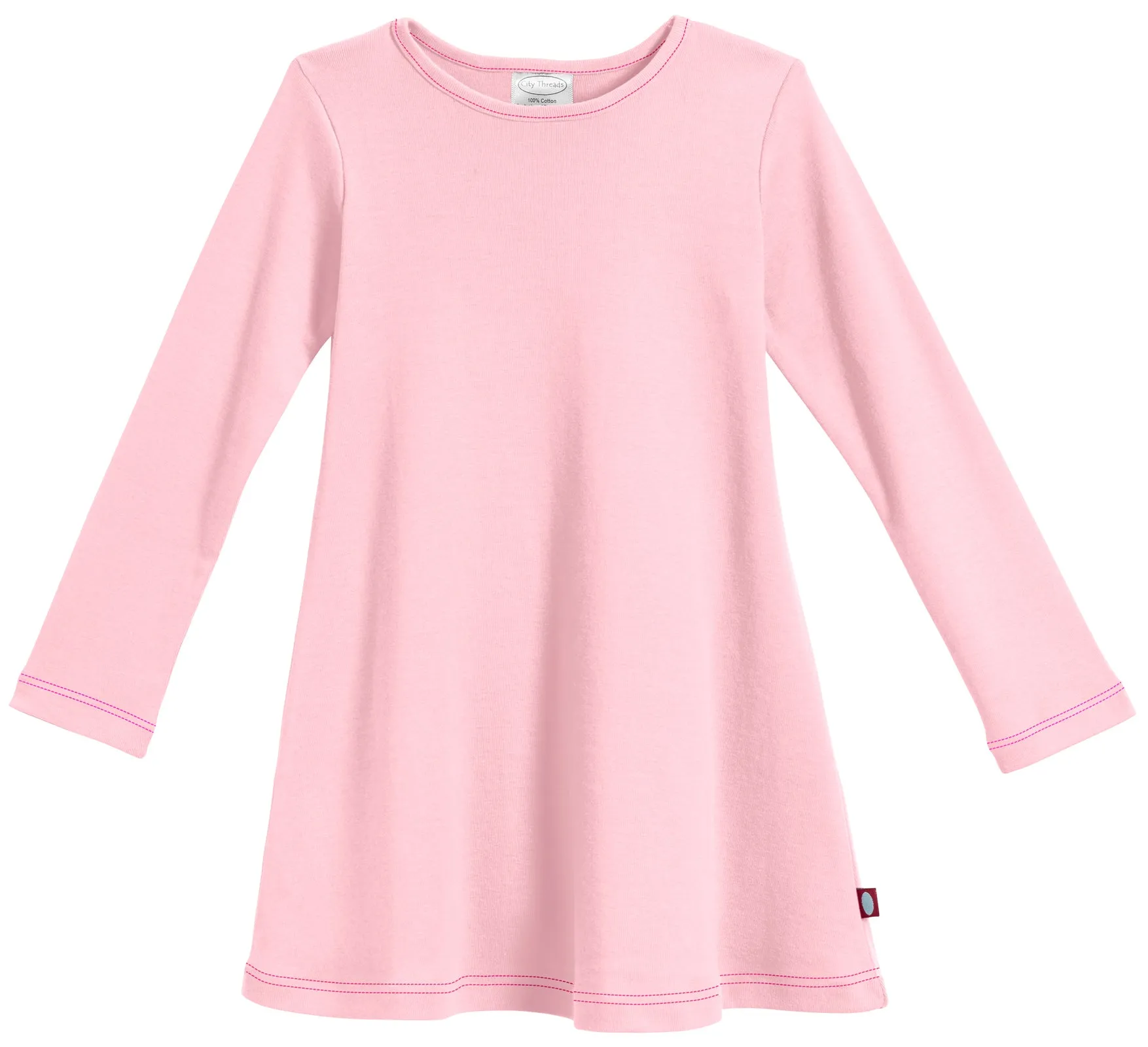 Girls Soft Cotton Long Sleeve Baby Rib Dress | Pink