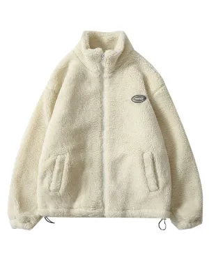 Gray Hip Hop Winter Fleece Fluffy Jacket