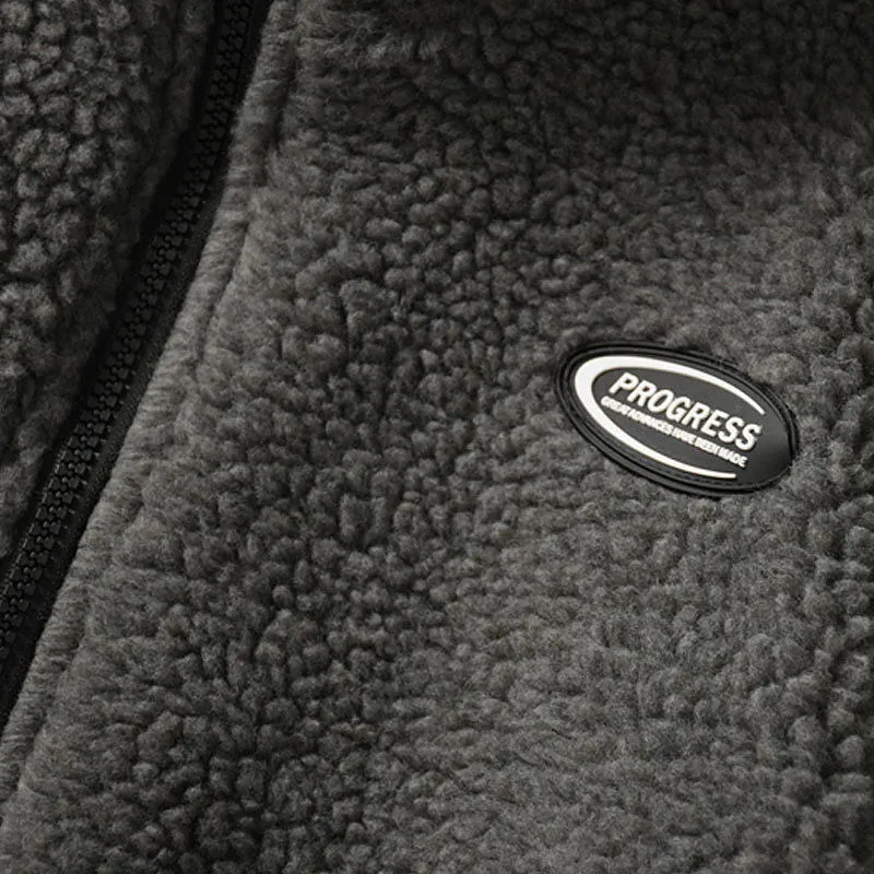Gray Hip Hop Winter Fleece Fluffy Jacket