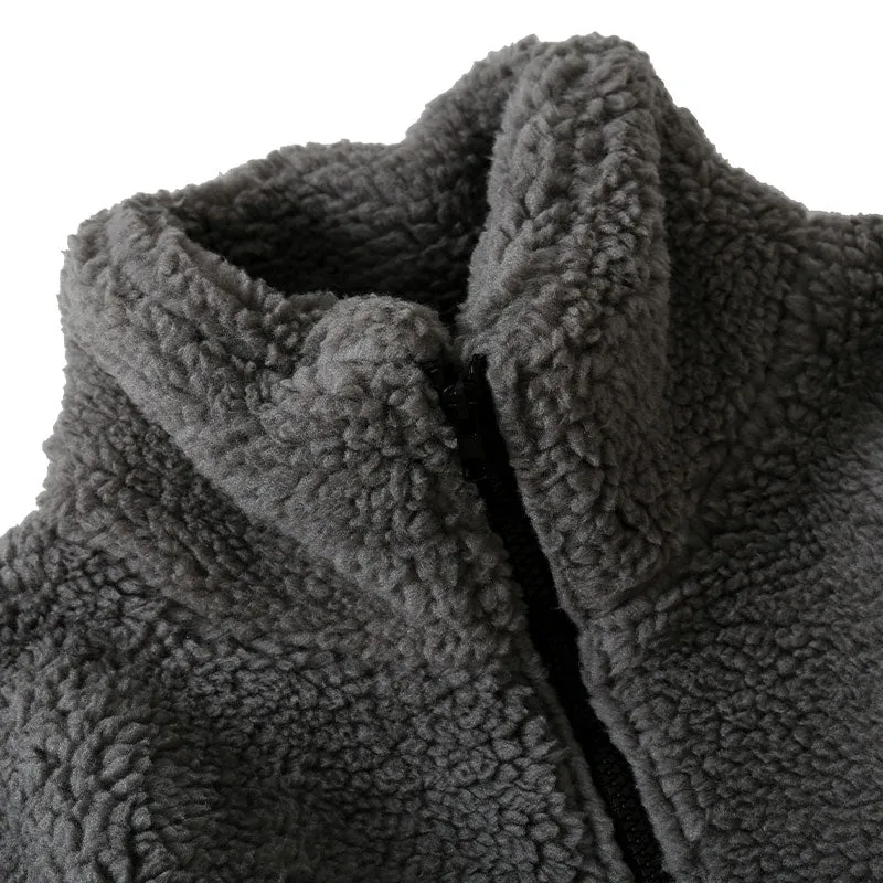 Gray Hip Hop Winter Fleece Fluffy Jacket