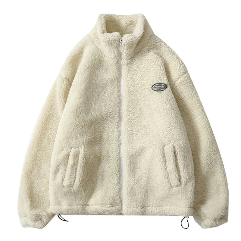 Gray Hip Hop Winter Fleece Fluffy Jacket