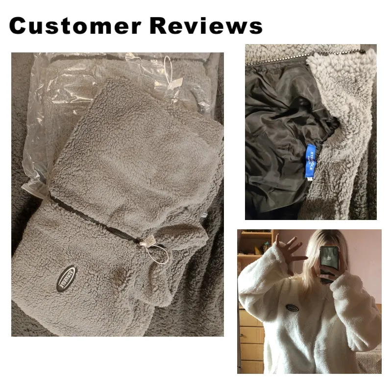 Gray Hip Hop Winter Fleece Fluffy Jacket