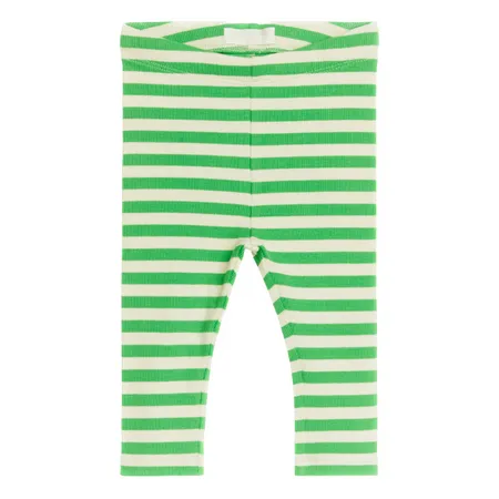 Green & White Stripe Leggings