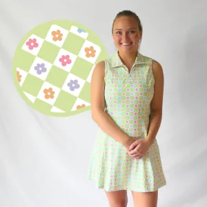 Green Checkered Floral Golf Dress