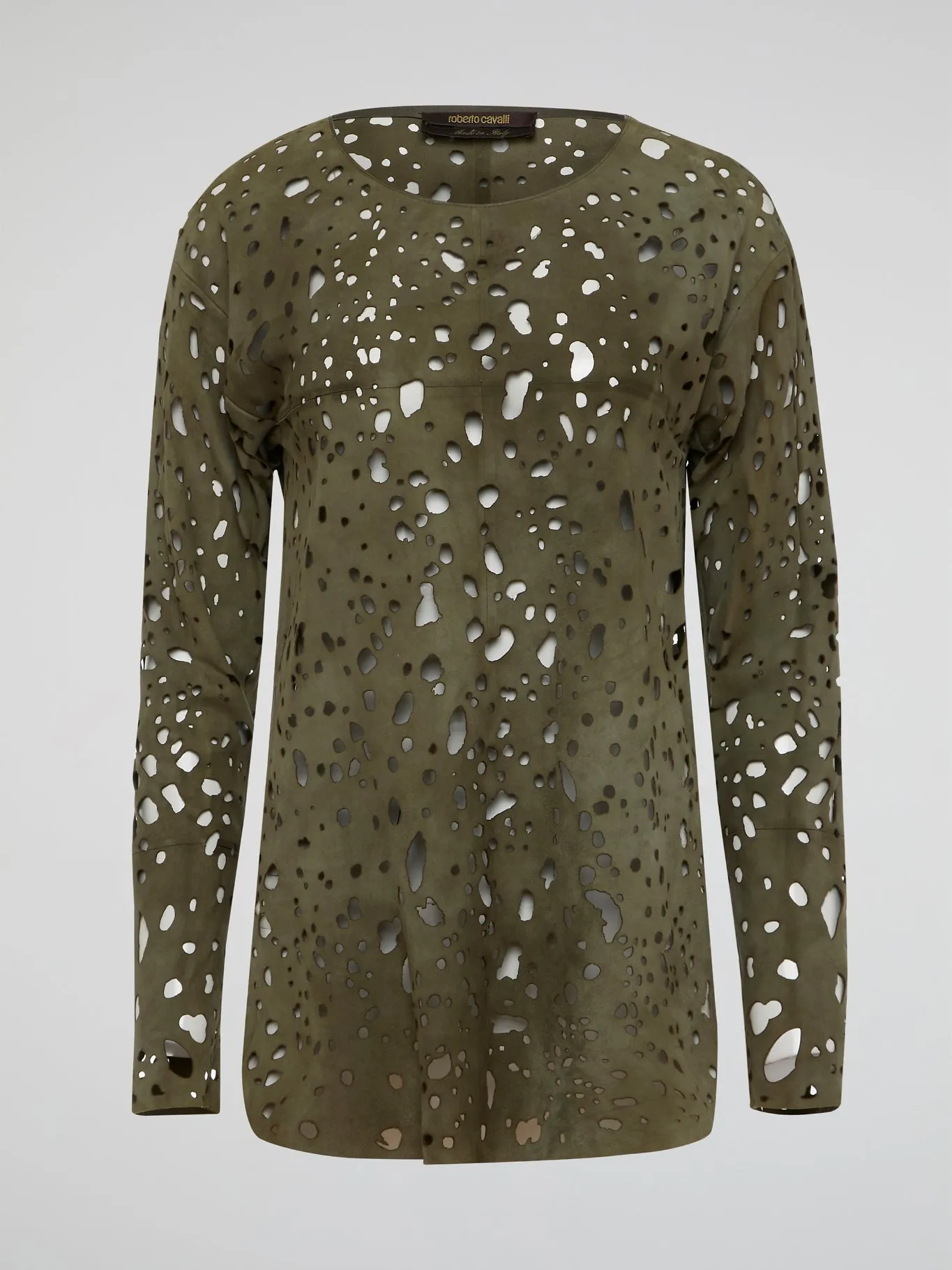 Green Perforated Long Sleeve Top