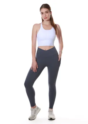 Gym Bunny V-front pocket leggings - Steel Blue