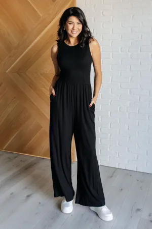 Hazel Blues® |  Hilary Wide Leg Jumpsuit in Black