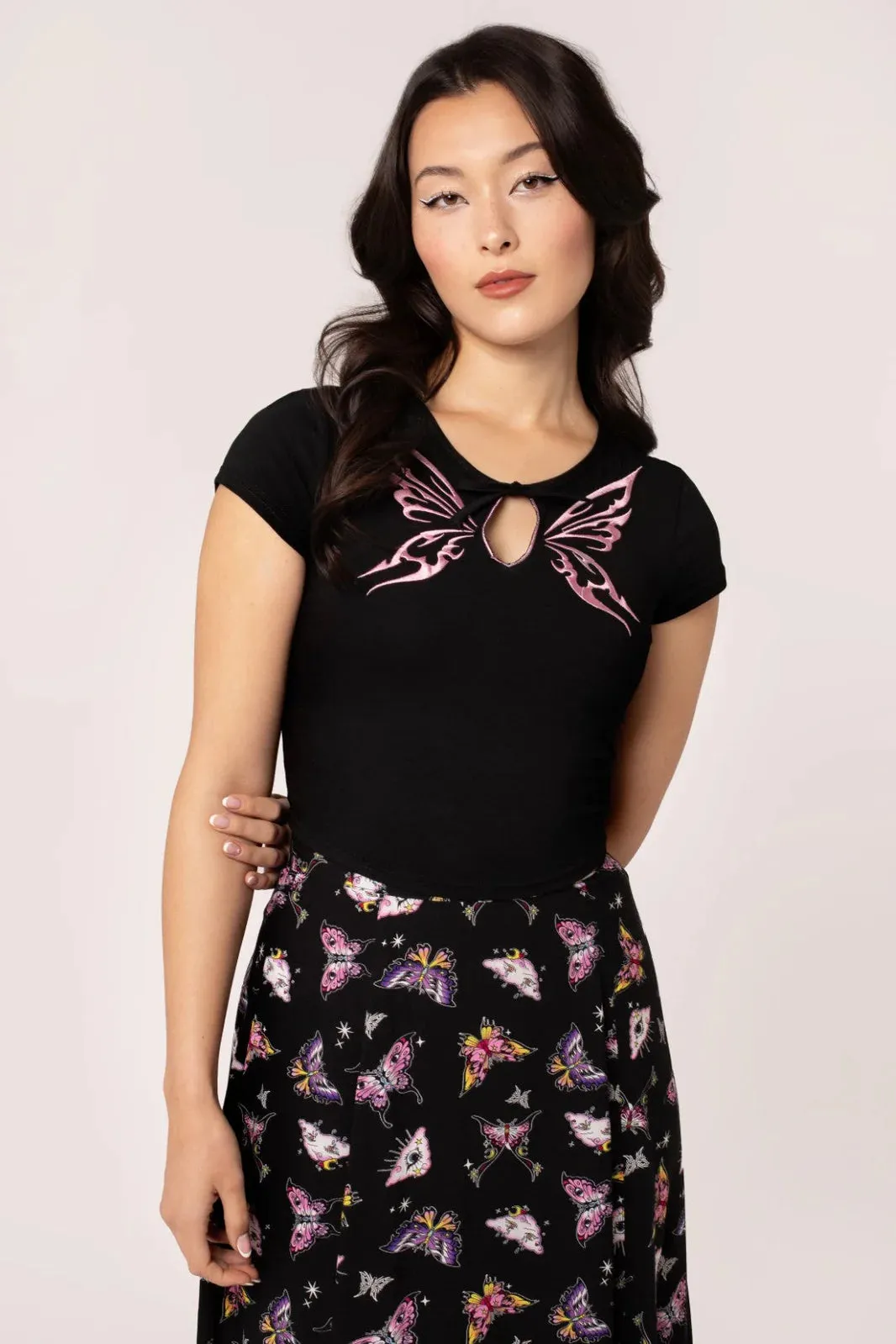 Hell Bunny Kocho Butterfly Crop Top