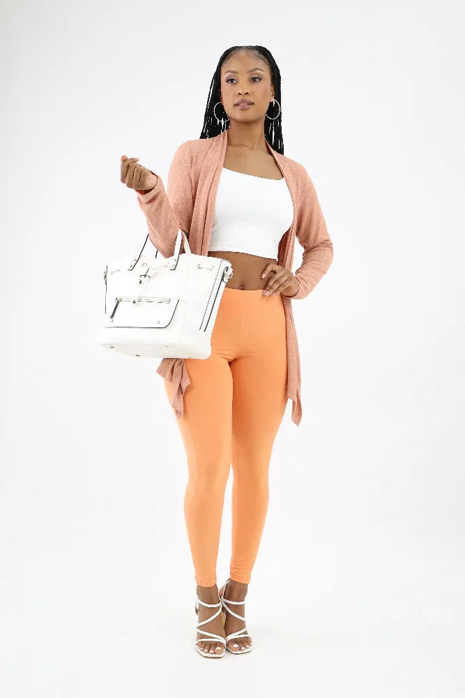 High Rise Yoga Leggings Pocket - Apricot