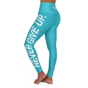 High Waisted Leggings Never Give Up - Blue