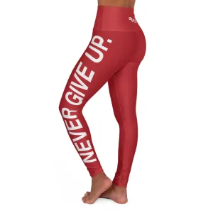 High Waisted Leggings Never Give Up - Red