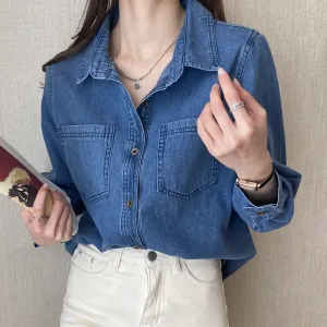 Hosanna™ | Women's Retro Style Loose Fit Denim Long Sleeves