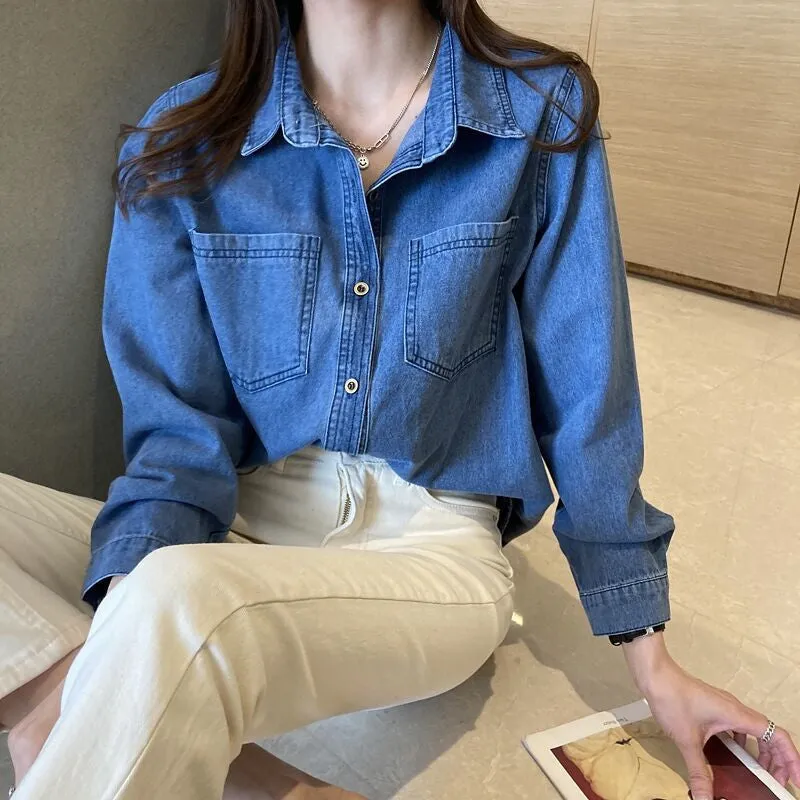 Hosanna™ | Women's Retro Style Loose Fit Denim Long Sleeves