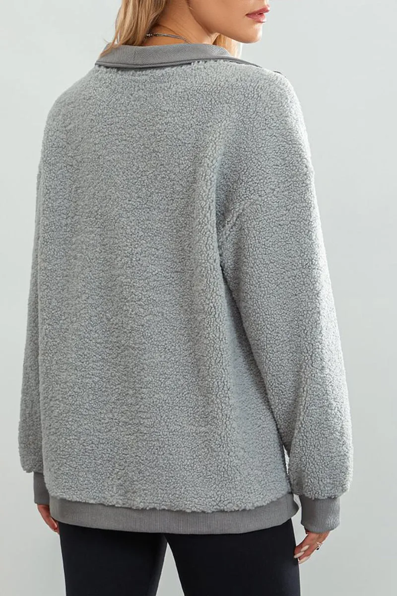 HTS1352 Cozy Sherpa Half-Zip Pullover Top
