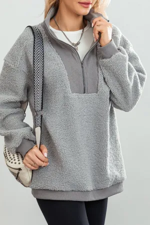 HTS1352 Cozy Sherpa Half-Zip Pullover Top