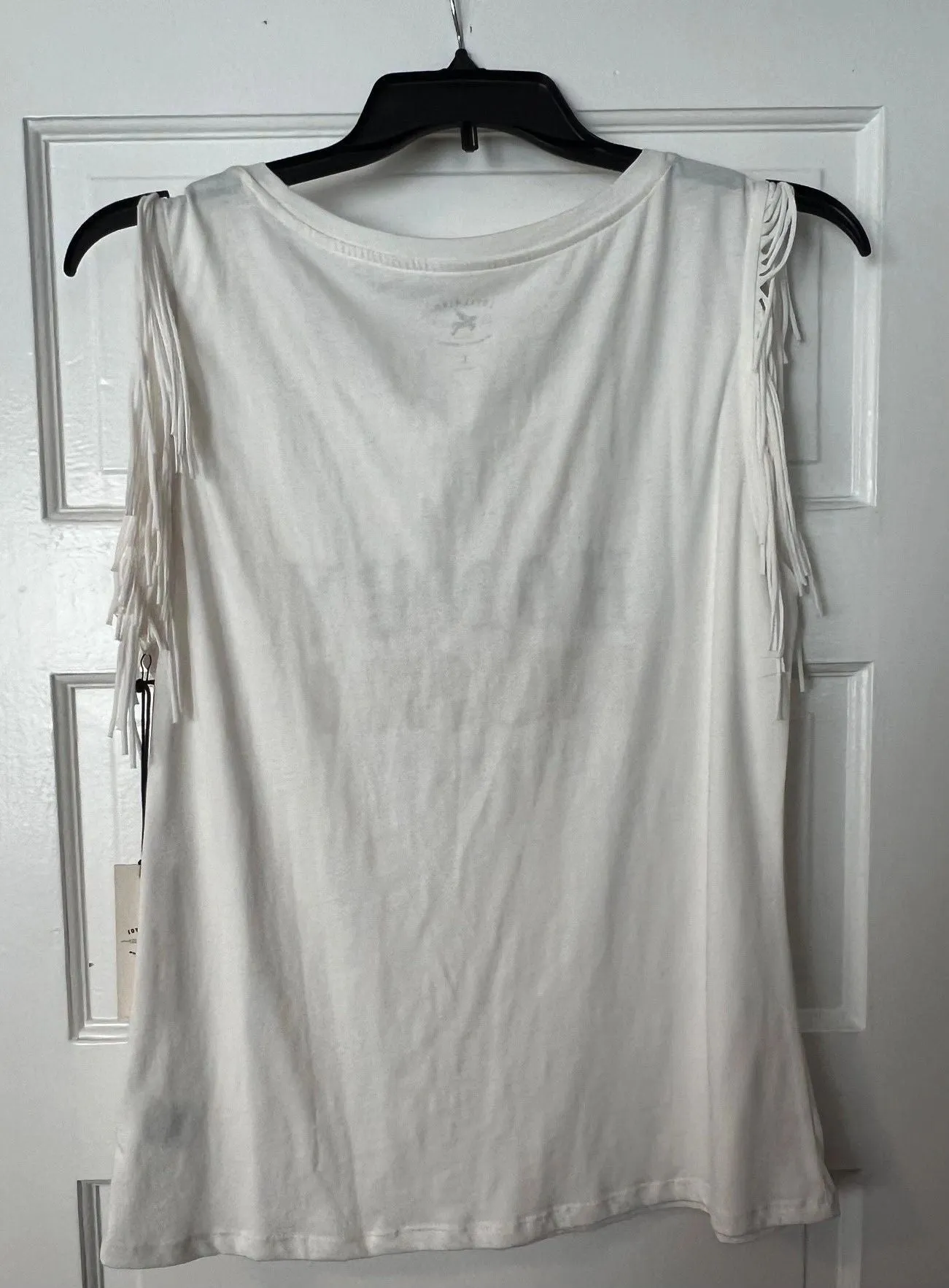 Hush Honey Sleeveless Fringe Graphic T Shirt  by Idyllwind