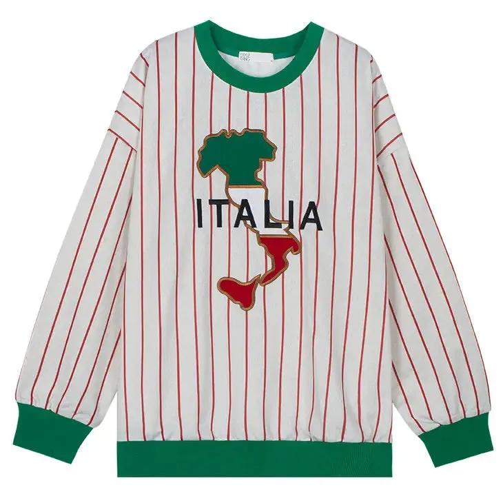 Italia Striped Vintage Sweatshirt in Y2K Style