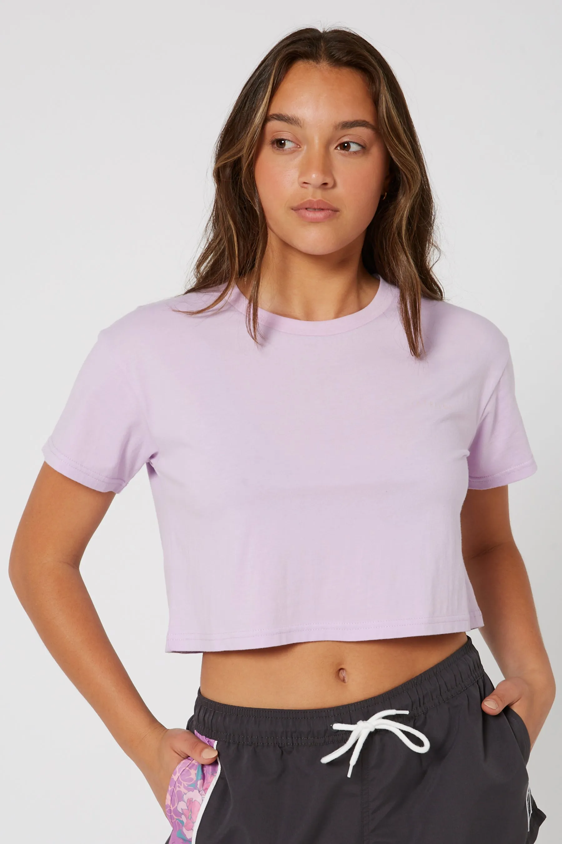 Jetpilot Flora Ladies S/S Crop Tee - Purple