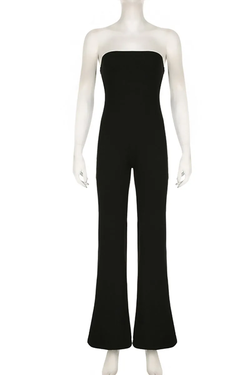 JQ3295 Strapless Wide Leg Jumpsuits
