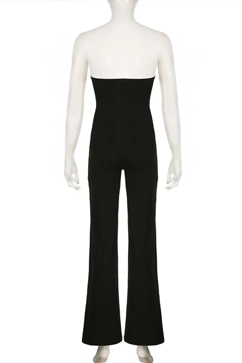 JQ3295 Strapless Wide Leg Jumpsuits
