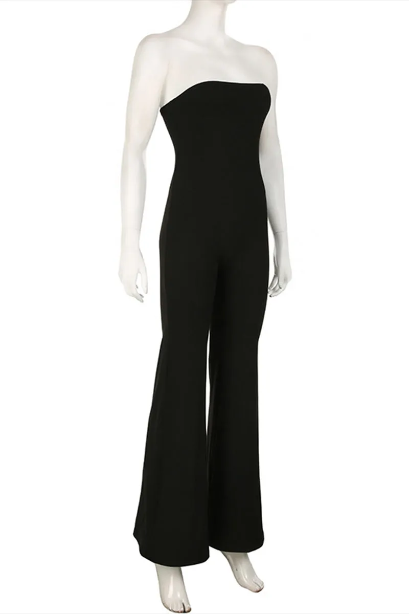 JQ3295 Strapless Wide Leg Jumpsuits