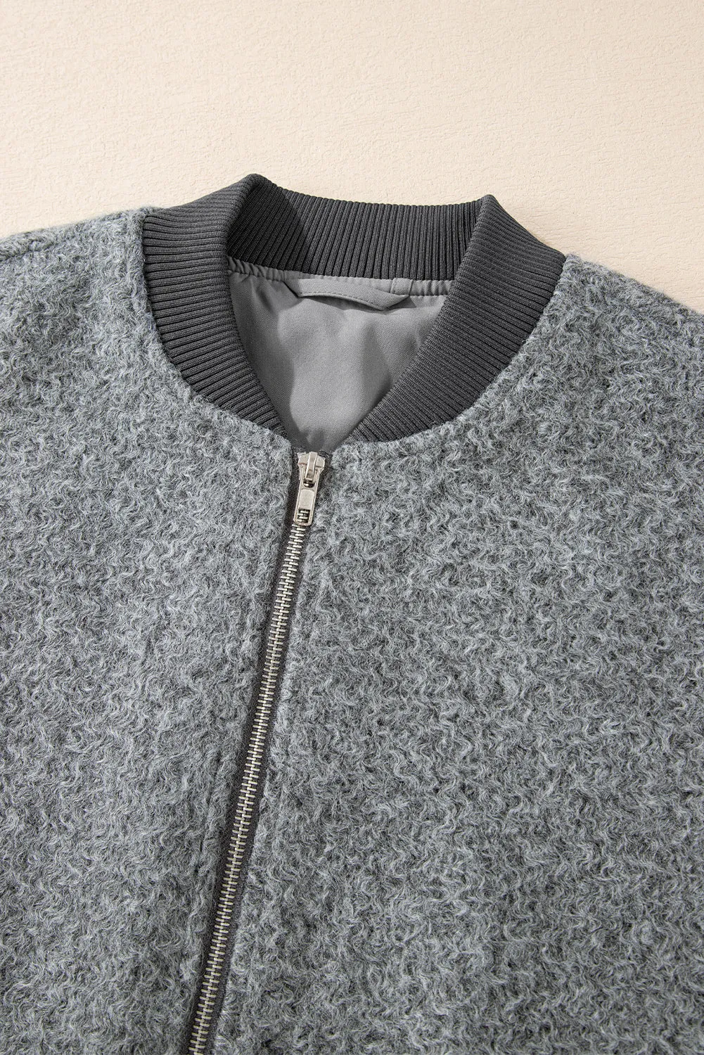 KaleaBoutique Fuzzy Zip Up Pocketed Sleeve Jacket