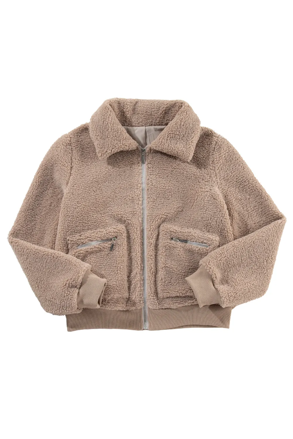KaleaBoutique Zipper Pocketed Winter Fuzzy Jacket