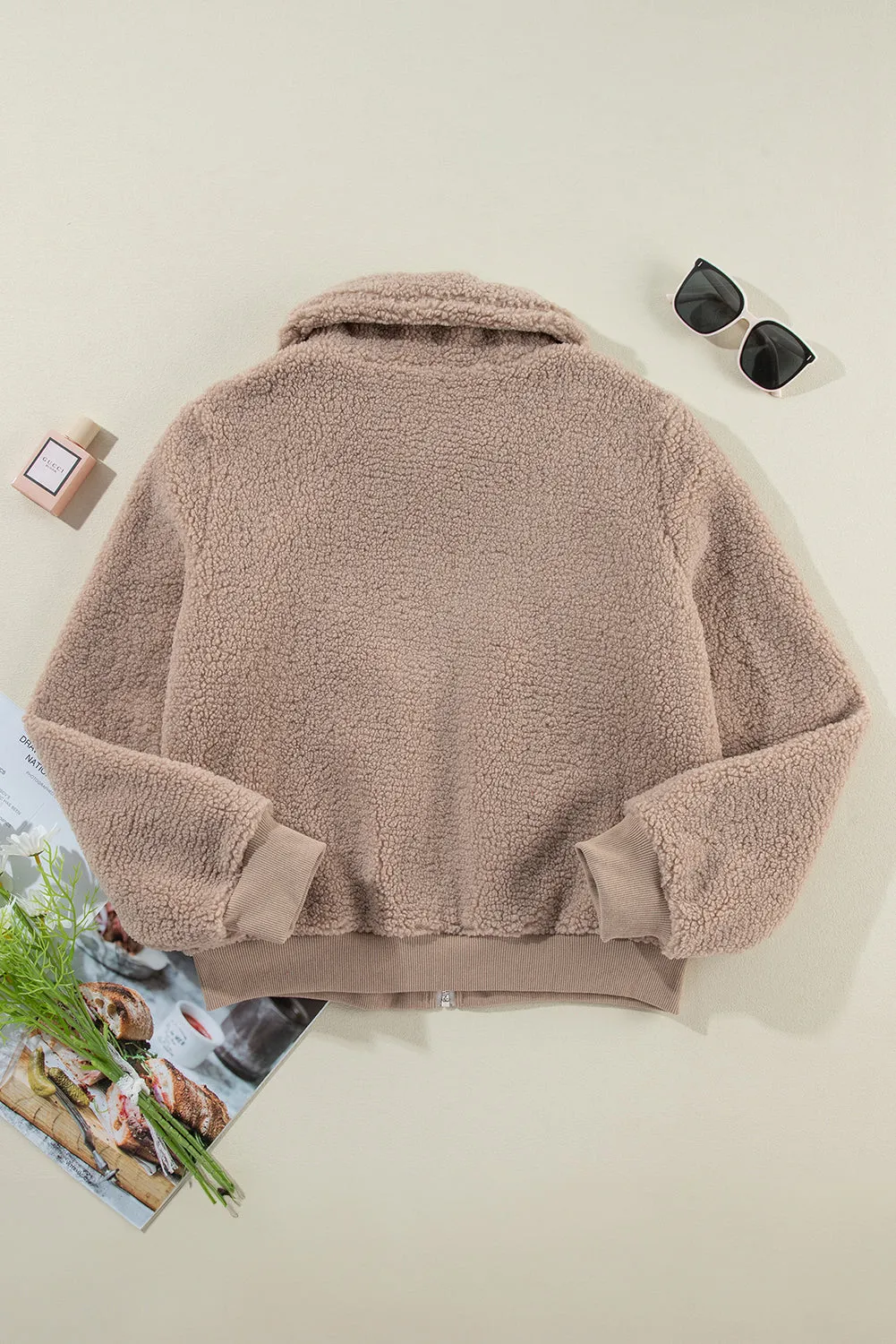 KaleaBoutique Zipper Pocketed Winter Fuzzy Jacket
