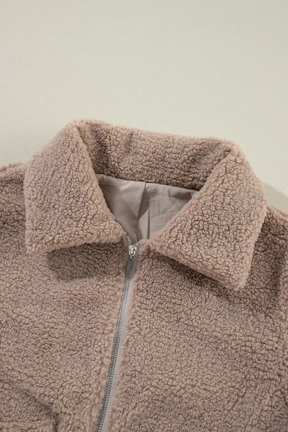 KaleaBoutique Zipper Pocketed Winter Fuzzy Jacket