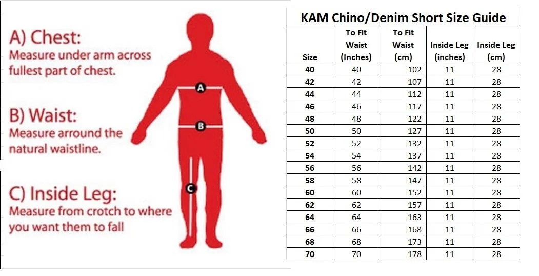 KAM Mens Big Size Stretch Chino Shorts (341), Multipl Colours Available