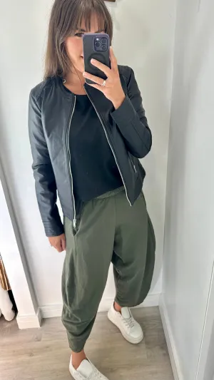 KHAKI COCOON JERSEY TROUSERS