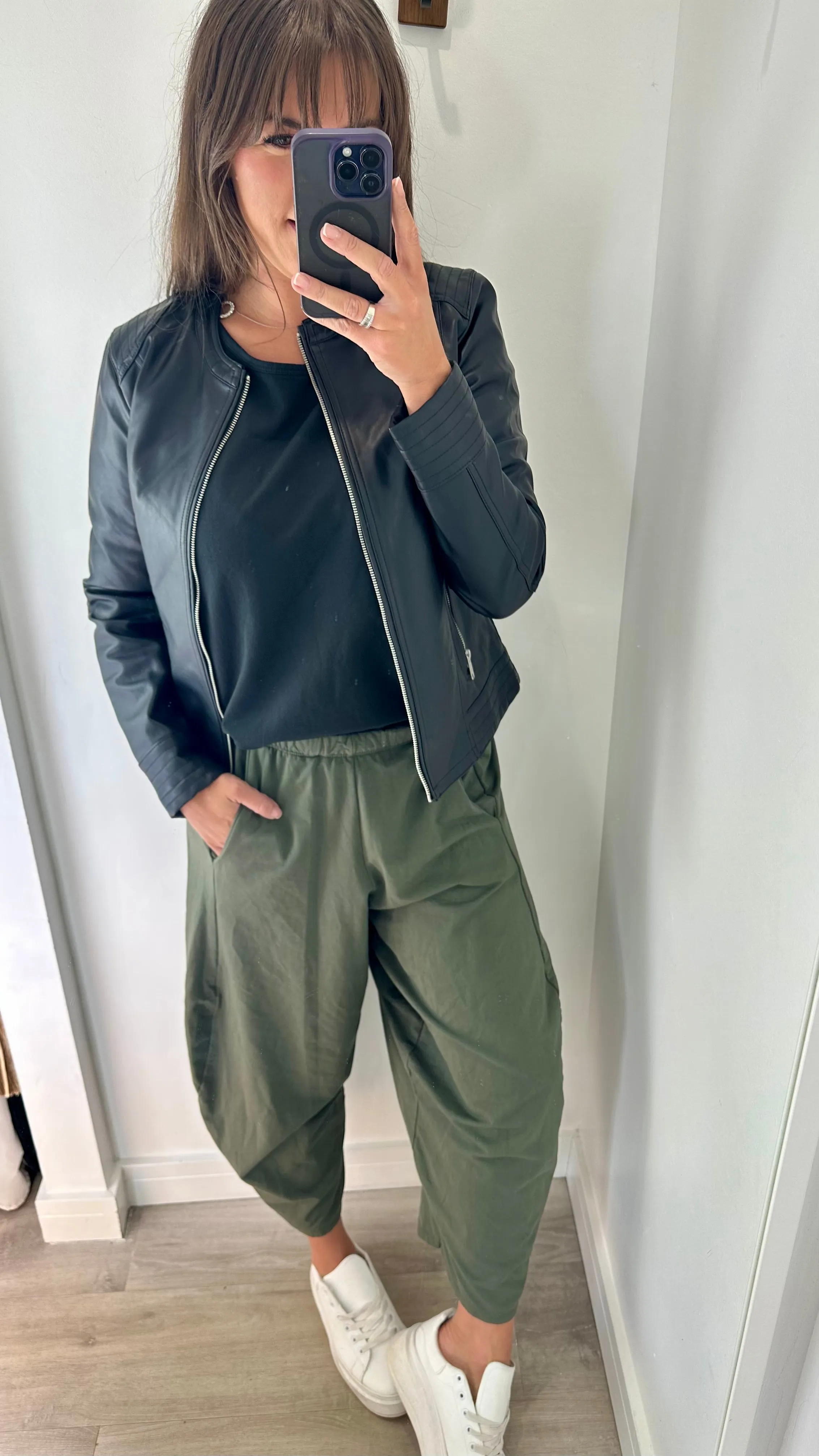 KHAKI COCOON JERSEY TROUSERS