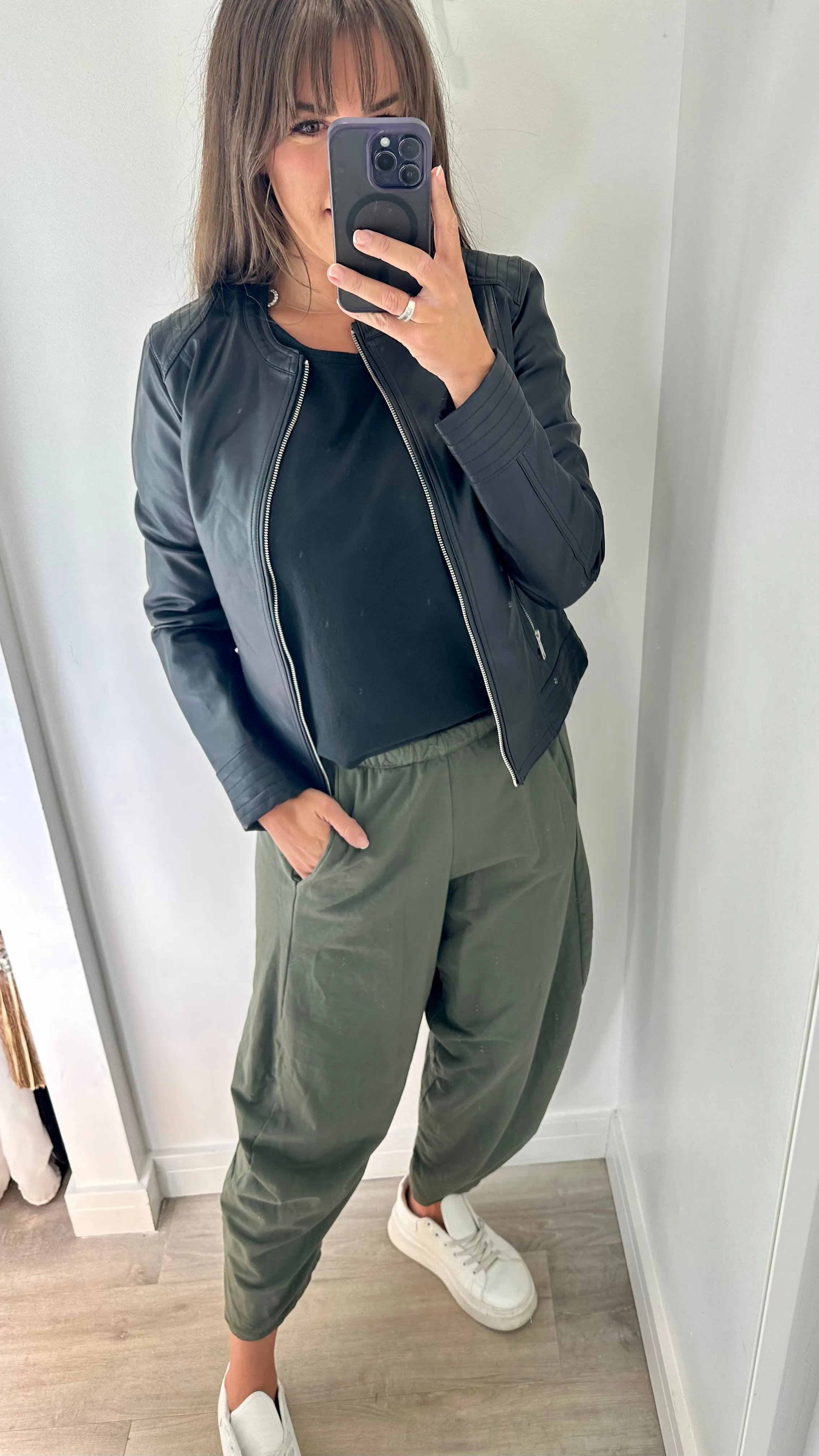 KHAKI COCOON JERSEY TROUSERS