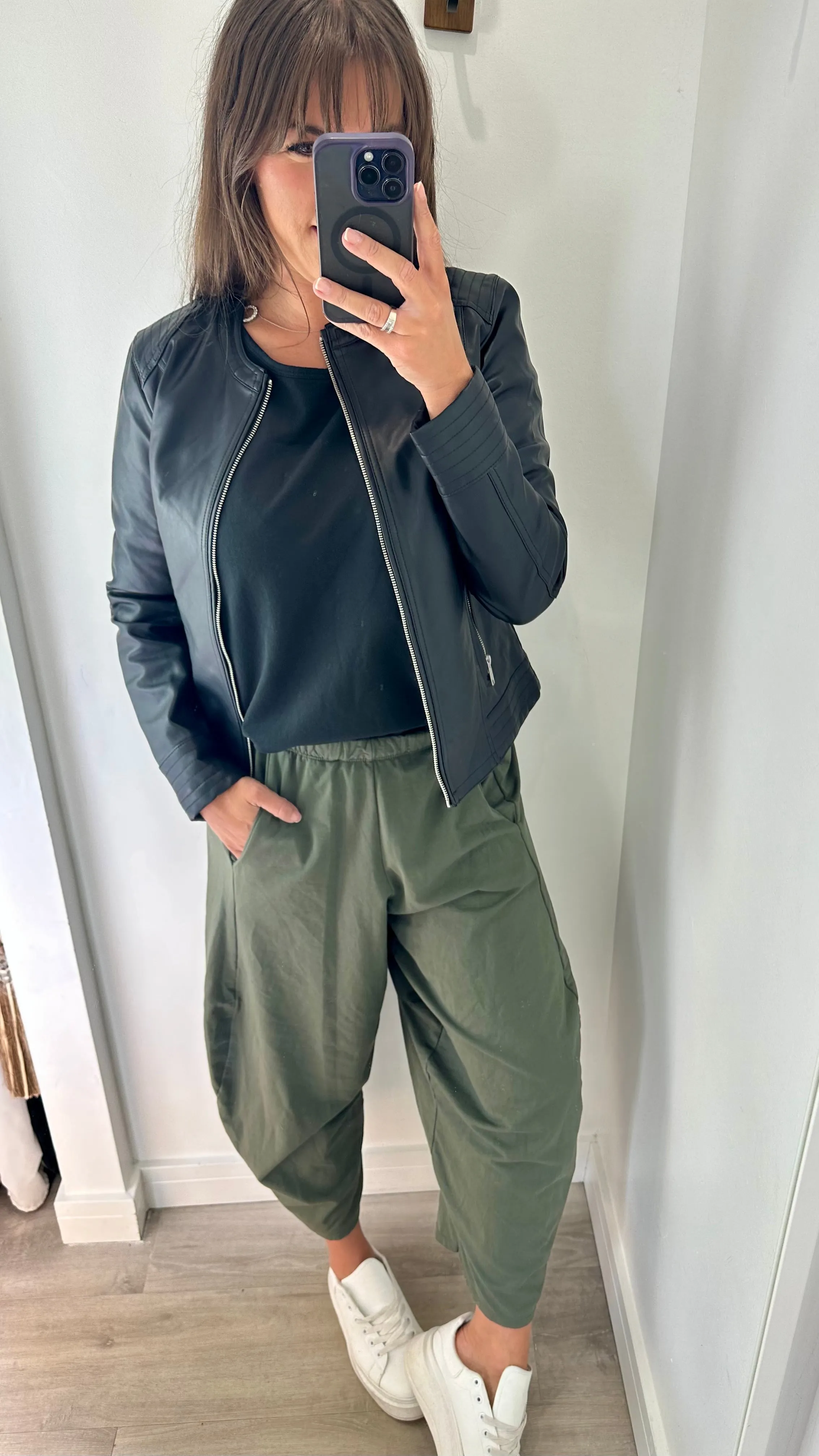 KHAKI COCOON JERSEY TROUSERS