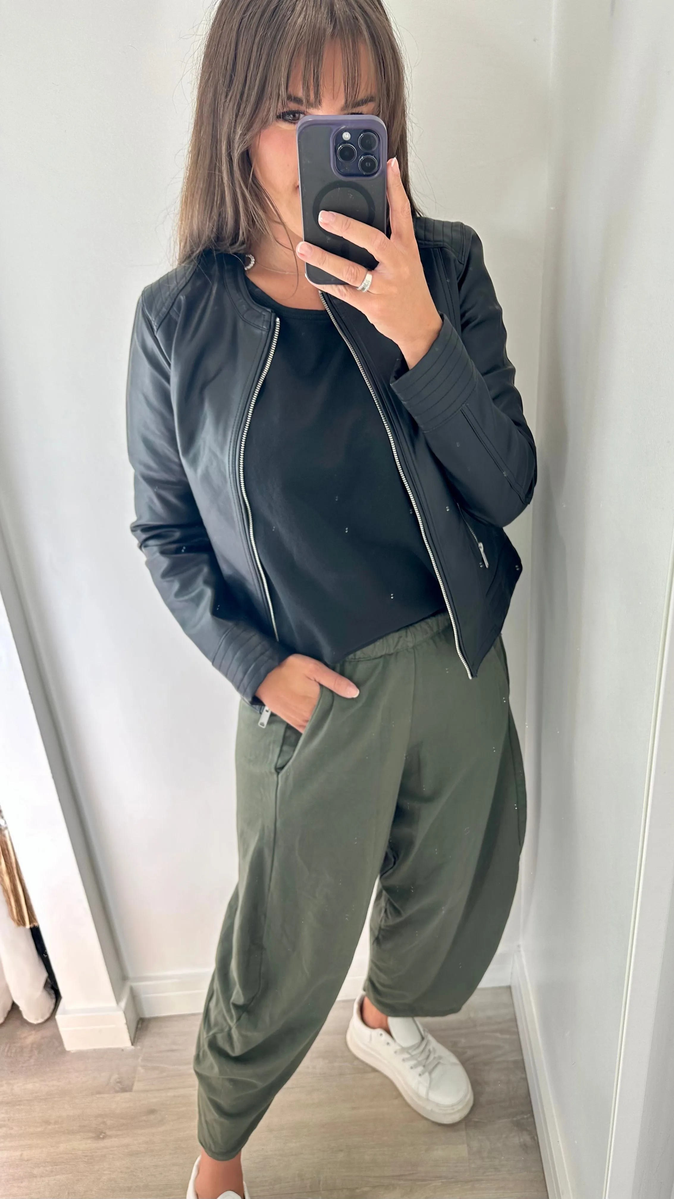 KHAKI COCOON JERSEY TROUSERS