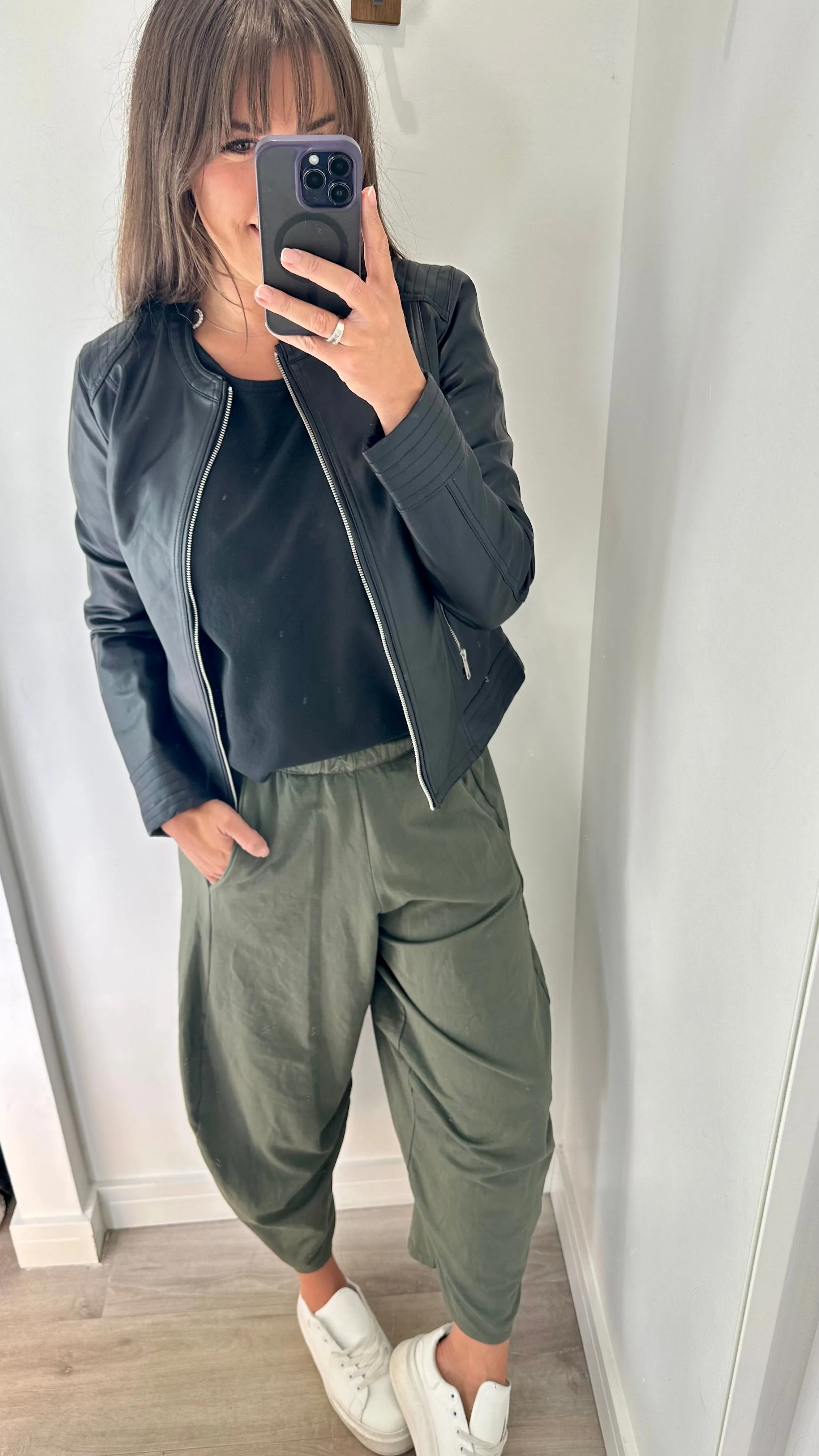 KHAKI COCOON JERSEY TROUSERS