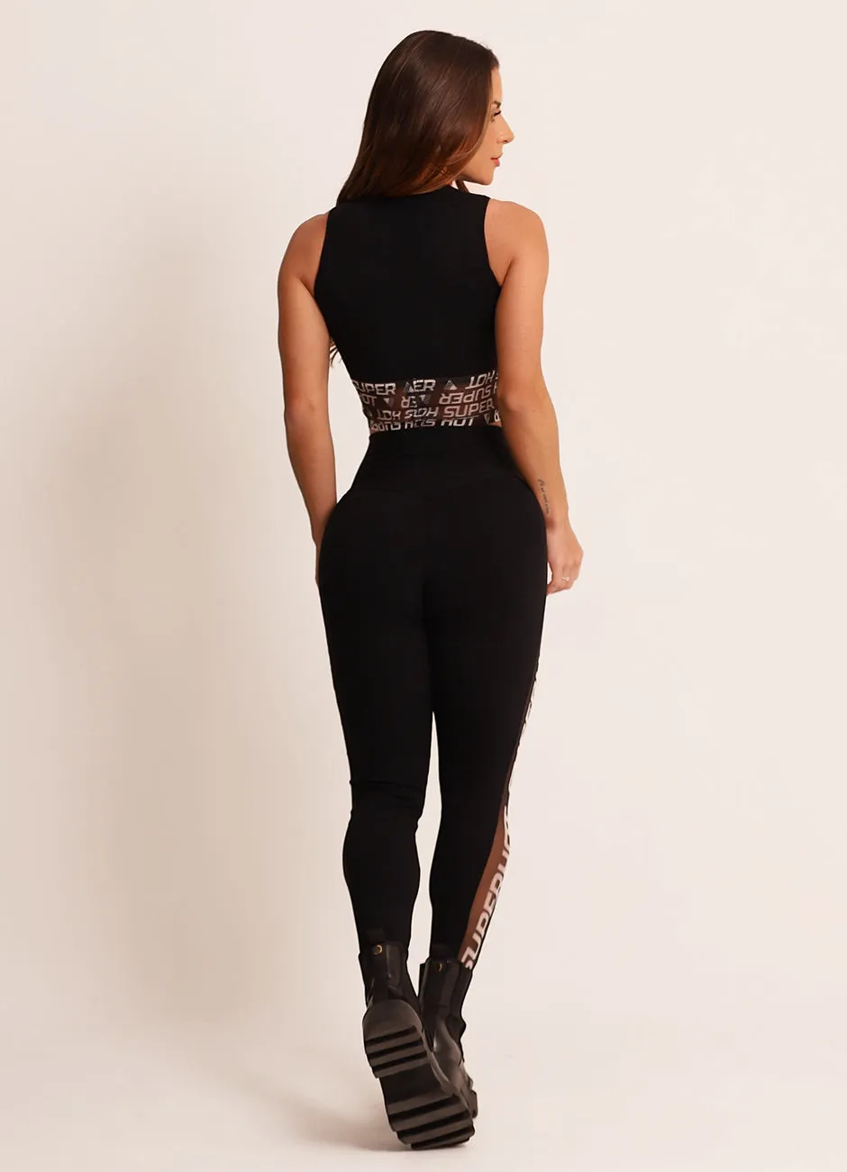 Legging Cós Alto Superhot Comfy Preto CAL5464 Proteção UV50 