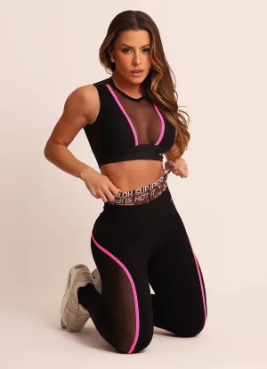 Legging Cós Alto Superhot Comfy Preto CAL5468 Proteção UV50 