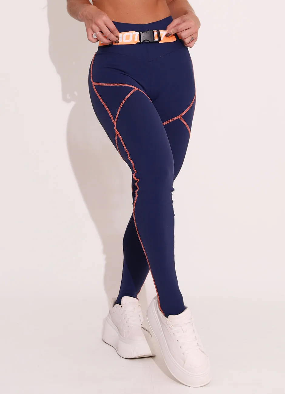 Legging Cós Médio Superhot Comfy Azul Marinho CAL5428 Proteção UV50 