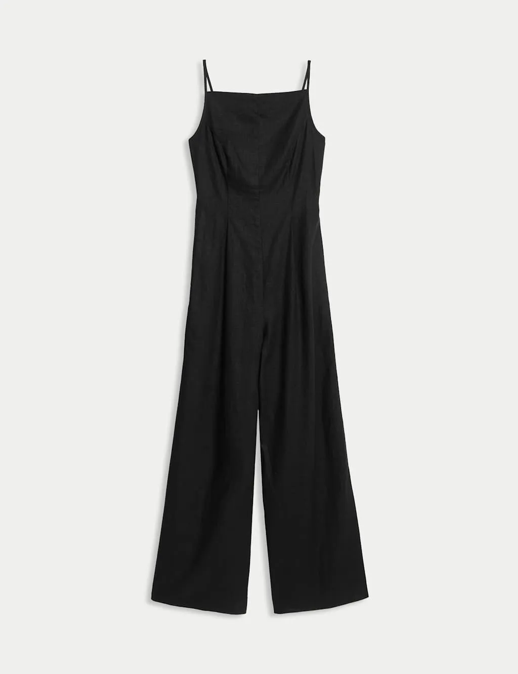 Linen Blend Square Neck Sleeveless Jumpsuit