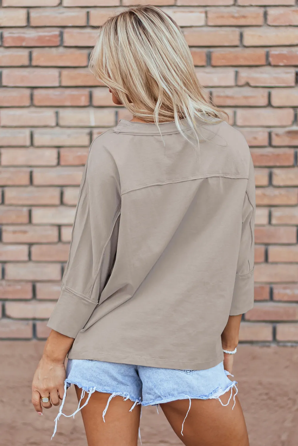 Medium Grey Floral Starbust Exposed Seam Mineral Wash Top