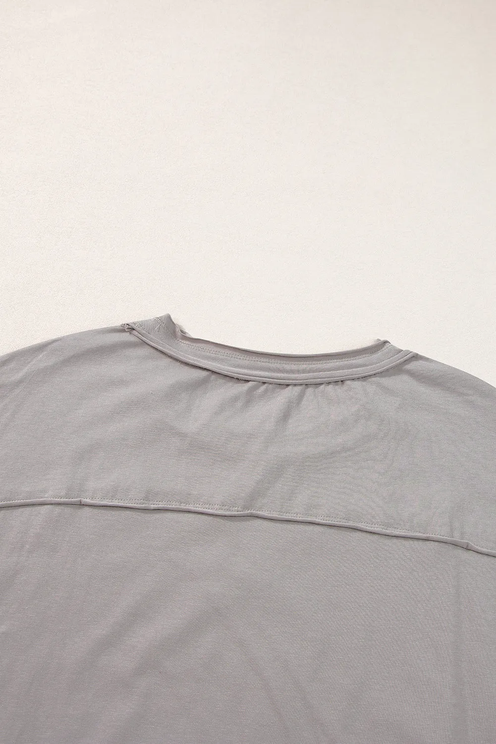 Medium Grey Floral Starbust Exposed Seam Mineral Wash Top