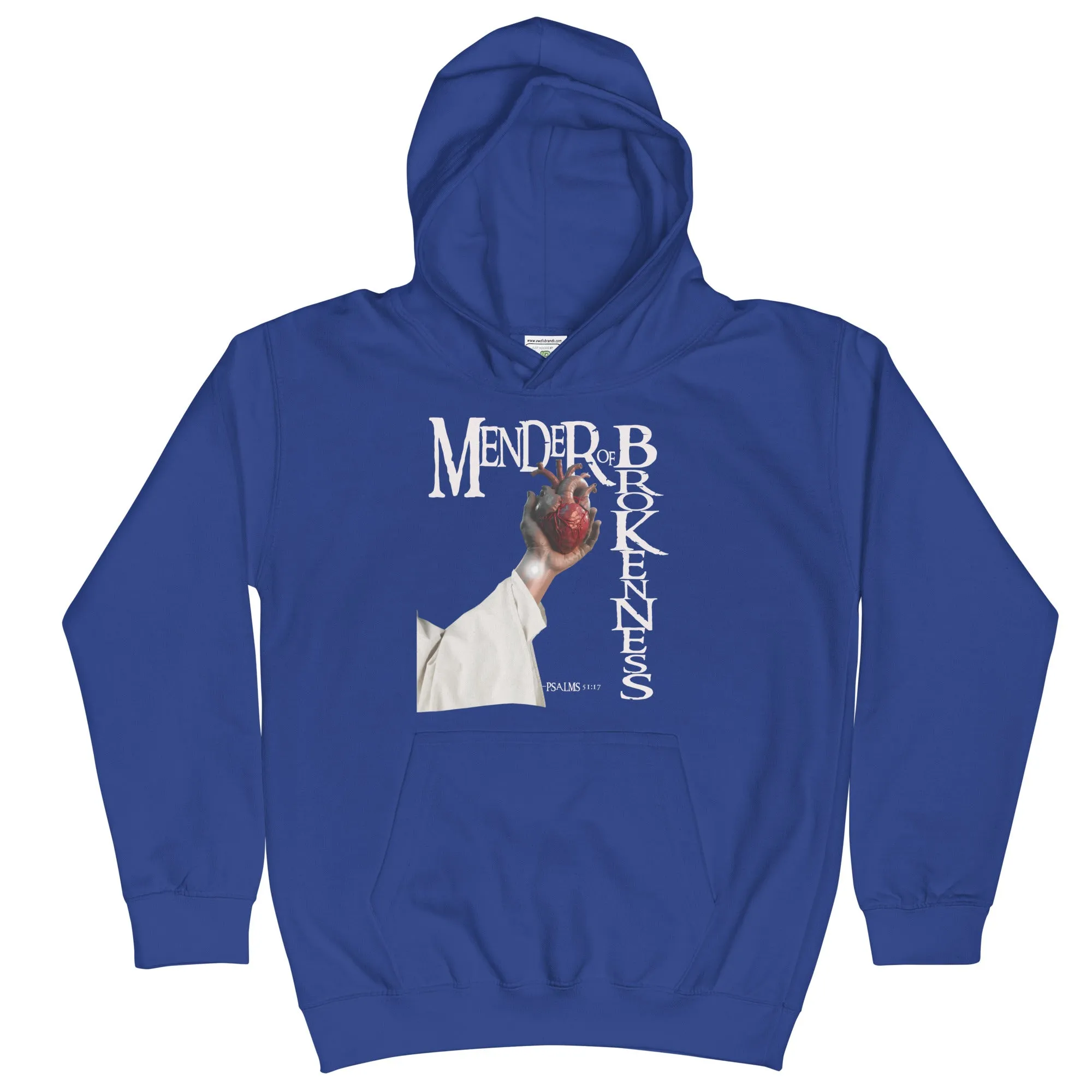 Mender of Brokenness Unisex  Youth Hoodie - White Text